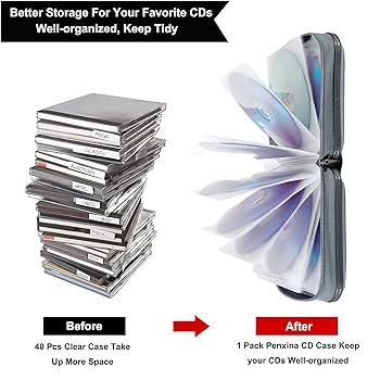 Amazon.com: Penxina CD Case, 40 Capacity CD DVD Case Wallet